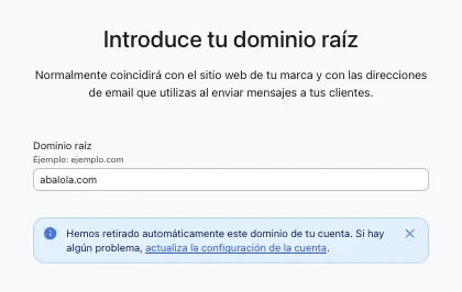 Confirmación del dominio raíz en Klaviyo