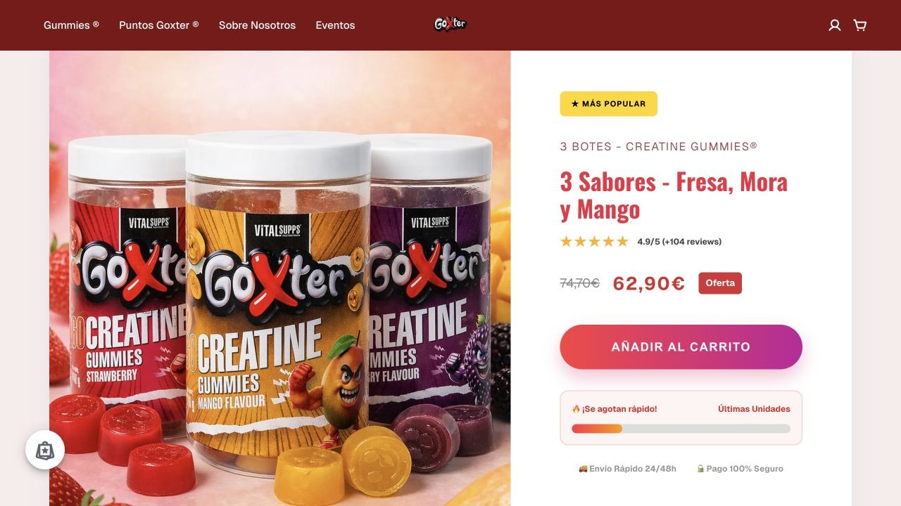 Captura de la web de Goxter